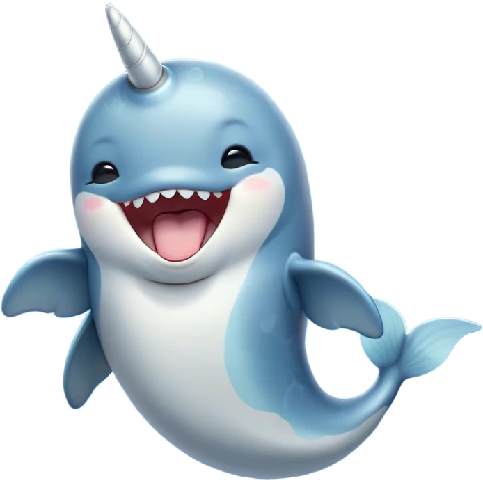 Cinematic Cute Yawning Narwhal Portrait Emoji, Head tilted slightly with a dramatic, wide-open yawn, showcasing a sleek, graceful form and a subtly curved tusk, sleepy eyes half-closed in drowsy contentment, Simplified yet irresistibly adorable features, highly detailed, glowing with a soft, cozy oceanic glow, high shine, relaxed yet expressive, stylized with a touch of whimsical charm, bright and endearing, soft glowing outline, capturing the essence of a drowsy yet affectionate sea guardian that seems ready to drift out of the screen for a nap! emoji