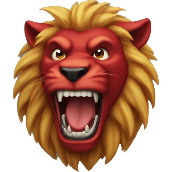 head of an evil red lion yelling emoji