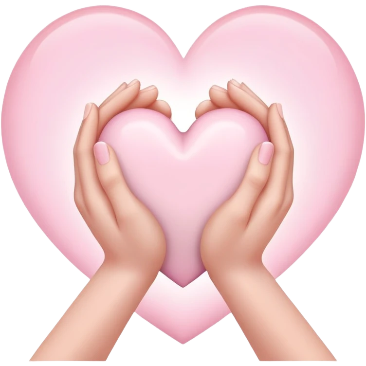 Hands joined in prayer with a pale pink heart emoji