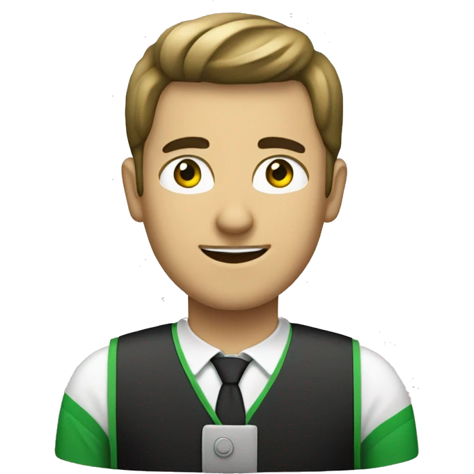 arquitecto con casco blanco ojos verdes pelo negro emoji