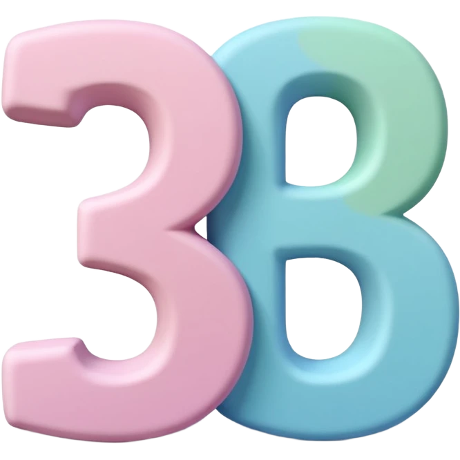 Numbers 1, 2, 3 in pastel colors (pink, blue, green), Pixar-style 3D, hand-drawn texture, soft shadow, transparent background emoji