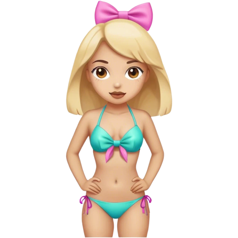 Girl wearing bikini that looks like a bow emoji