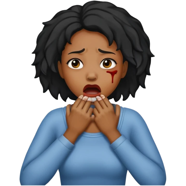 Black woman choking herself emoji