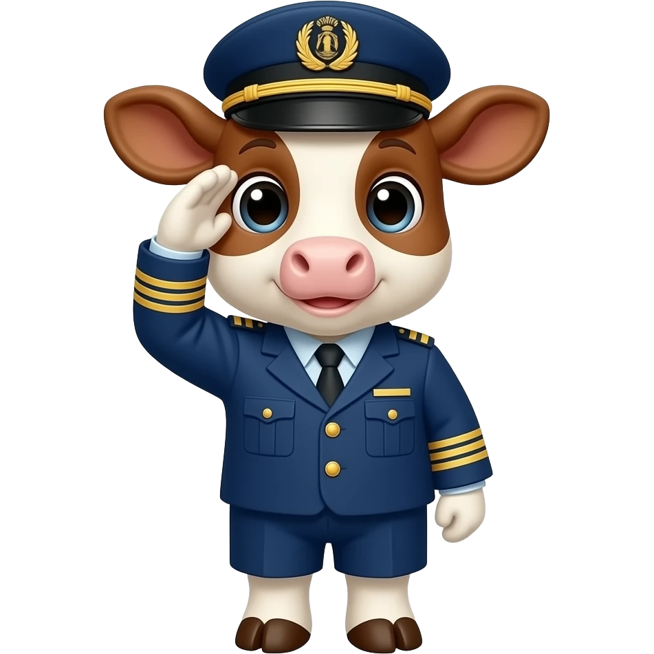 baby cow saluting in navy uniform emoji