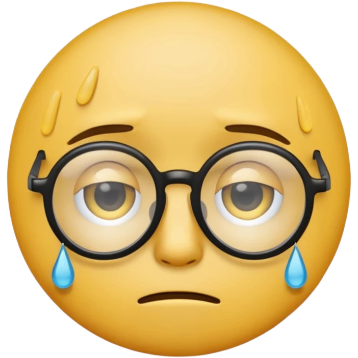 Make a sad emoji + glasses emoji emoji
