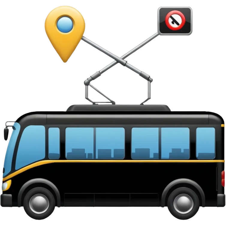 bus tram and geolocation emoji