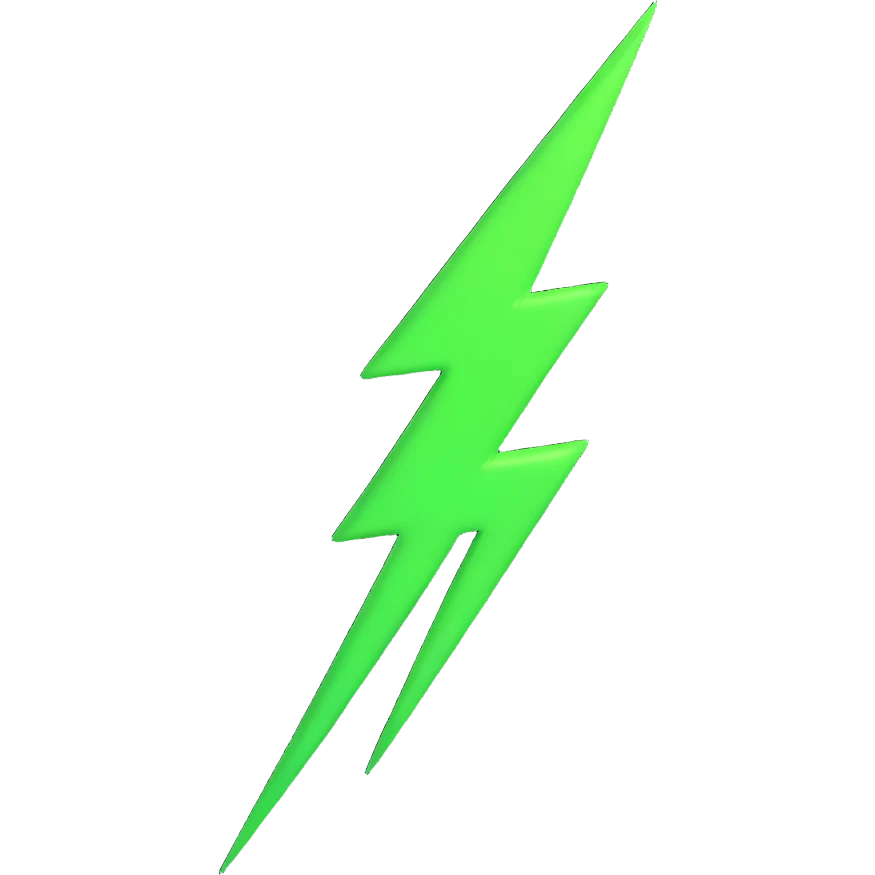 green lightning bolt, glowing effect emoji