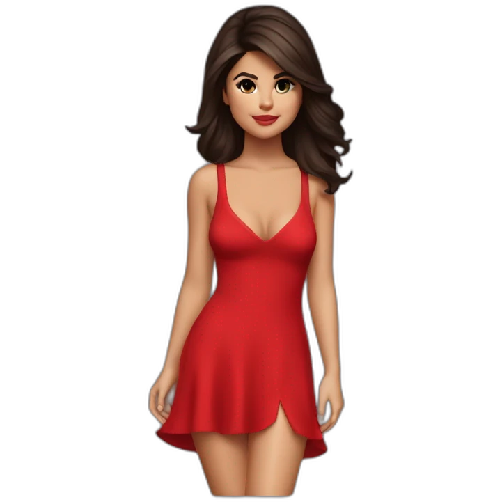 Selena gomez en mini robe rouge emoji