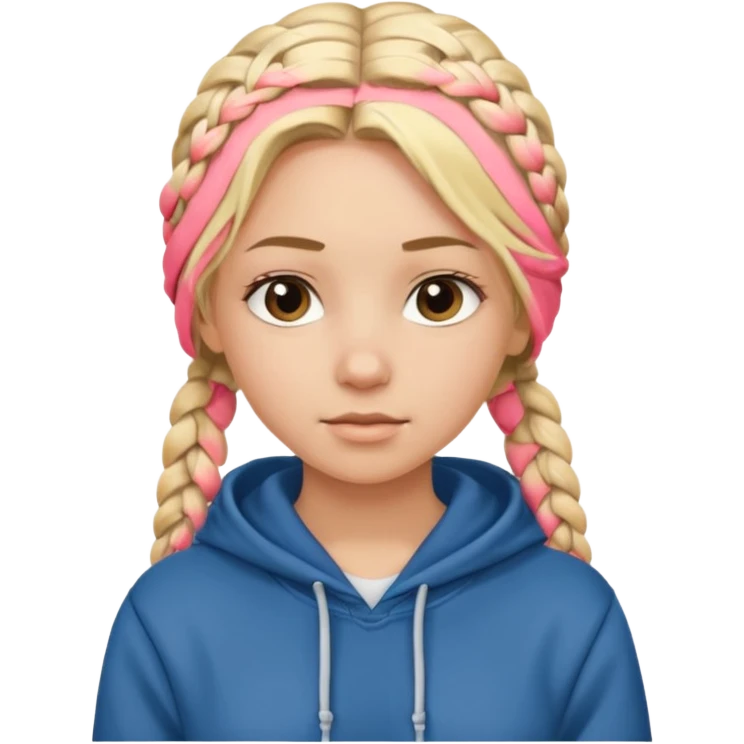 hoodie which cover her hair blonde girl with braided hair emoji