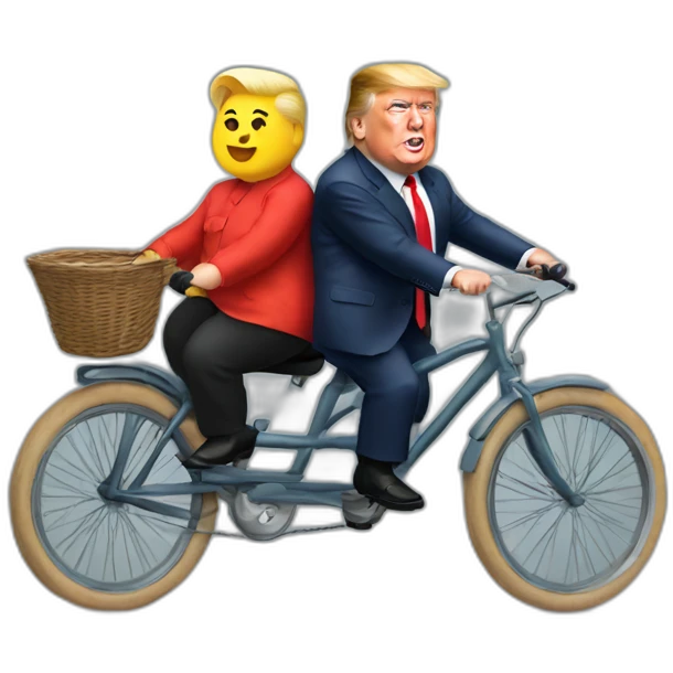 Trump,kim jong un riding bicycle together emoji