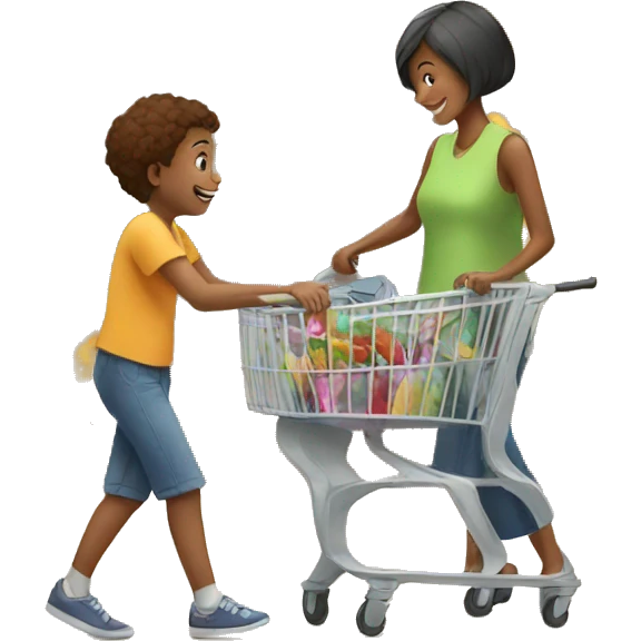 kid is helping his mom with shopping  emoji