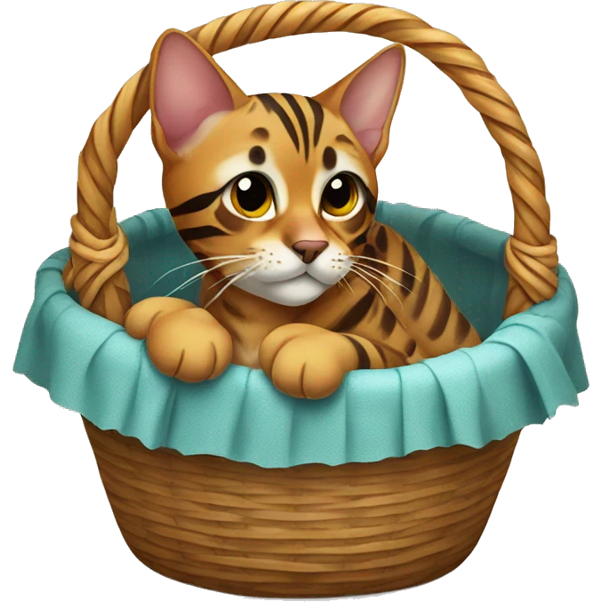 Bengal cat in basket  emoji