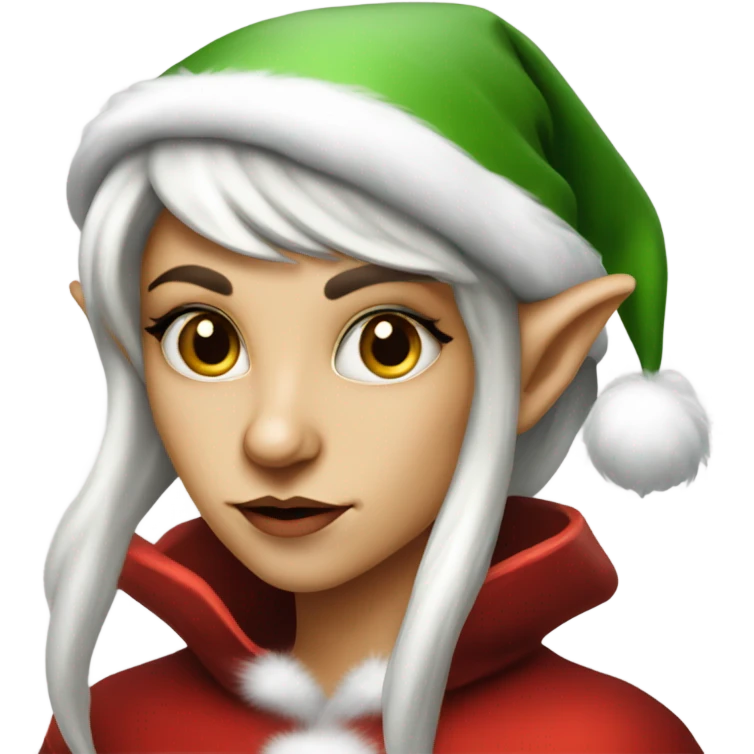 rogue female elf fantasy wearing santa hat emoji