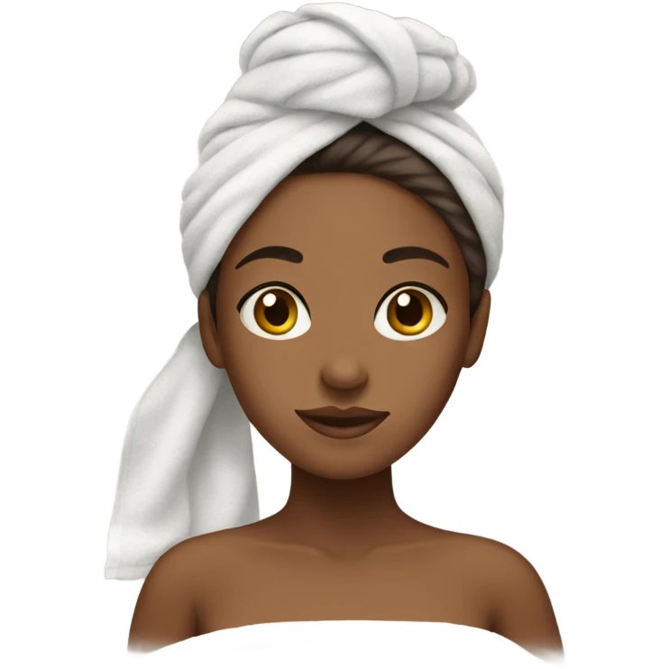 a brown girl with a towel wrapped around her hair emoji