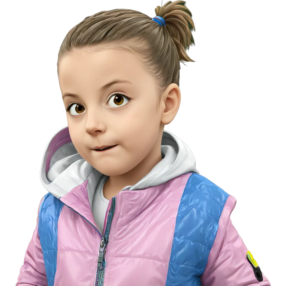 girl in jacket looking at viewer emoji