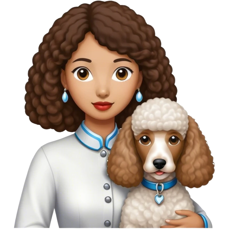 White standard poodle and Asian brown-skinned women emoji