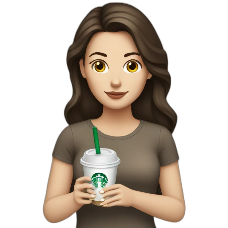 brunette white girl drinking starbucks emoji