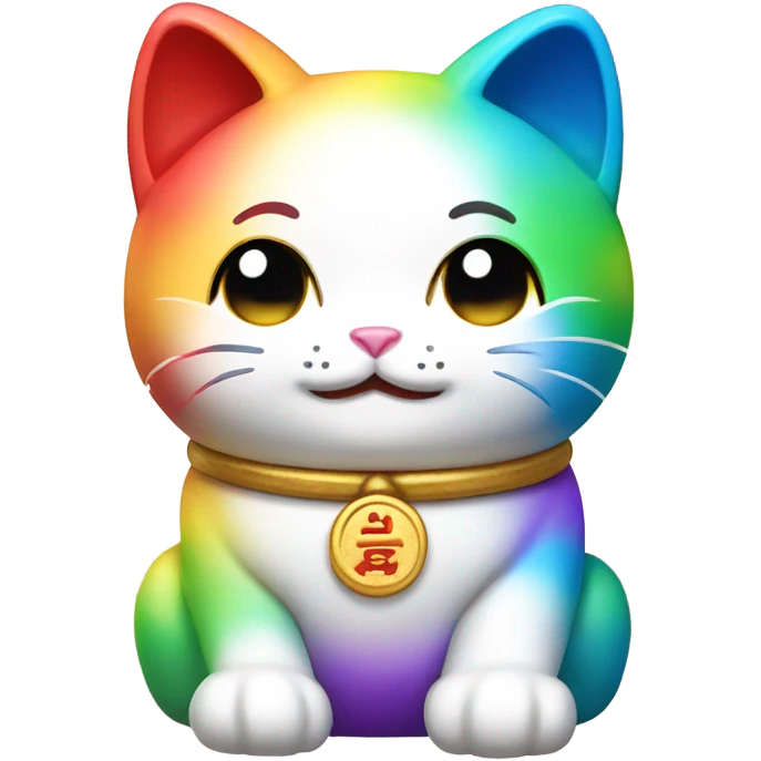 Cute rainbow Maneki Neko emoji