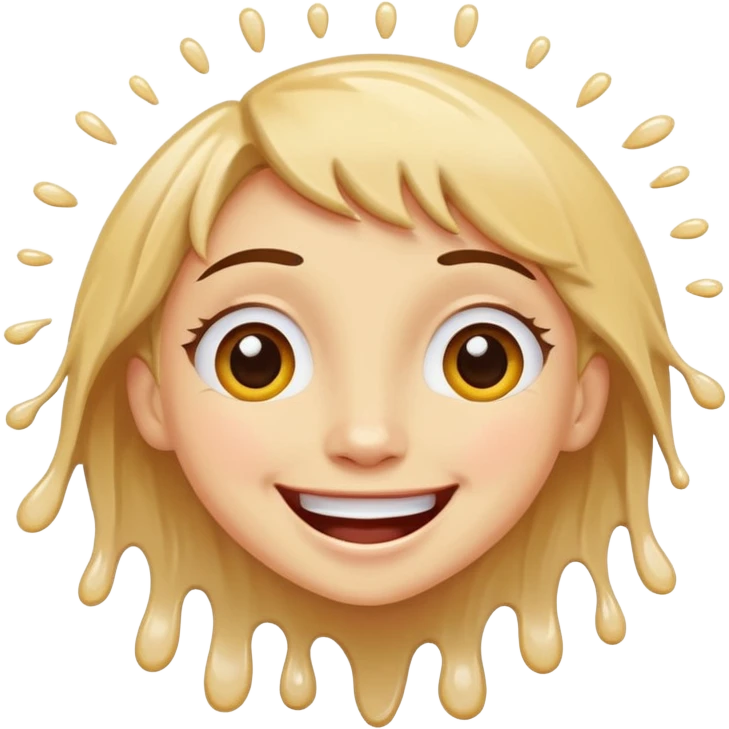 A joyful face with wide eyes and a big smile, tears of laughter flowing. The face radiates positive energy, surrounded by vibrant splashes in dynamic brush strokes. emoji