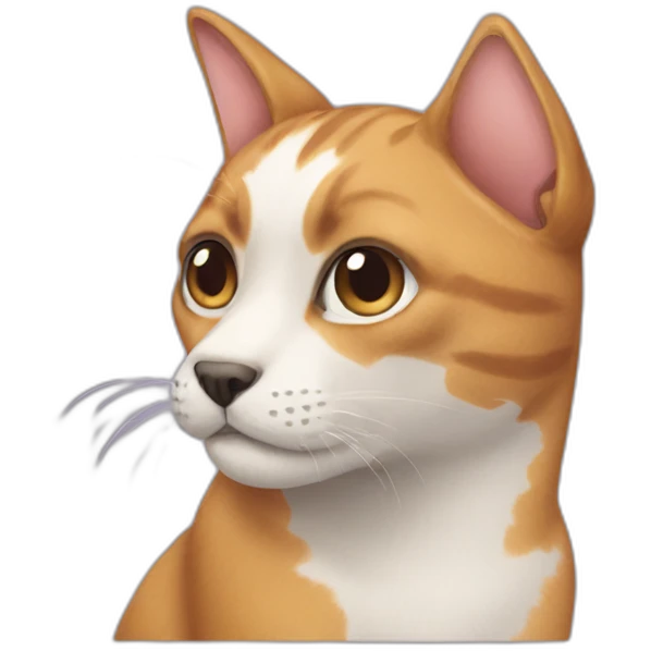 half cat half dog face emoji