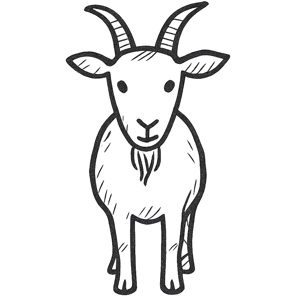 black goat facing forward, minimal emoji