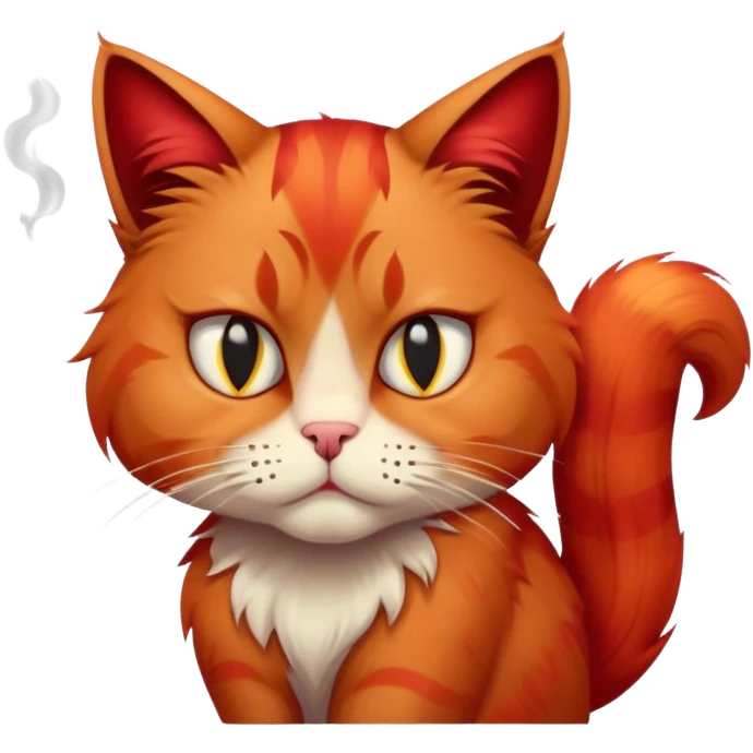 depression red furred cat with cigarette  emoji