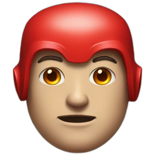 Blind superhero head with red helmet that has dark red eye holes that has horns just the head emoji