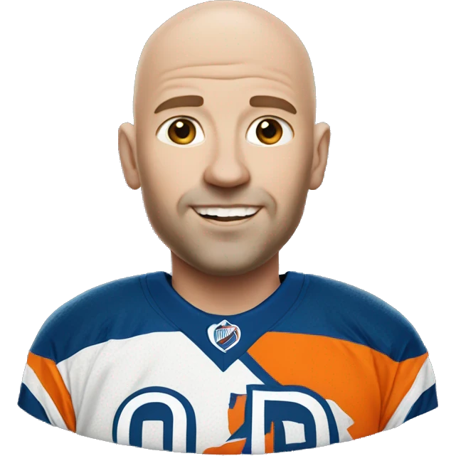 Bald white guy in oilers jersey emoji