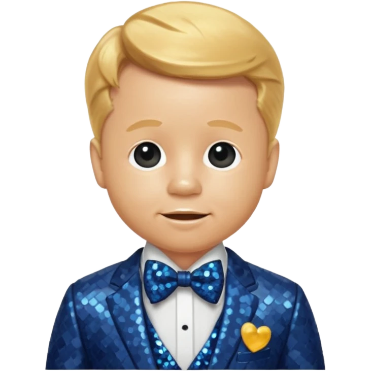 Mickey Rooney with golden blonde hair, dark blue sequin suit with bow tie emoji
