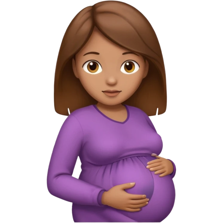 pregnant woman with brown hair and light brown skin emoji