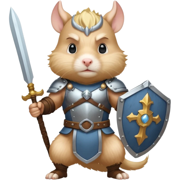 valorous Viking hamster in Valhalla, detailed armor, heroic pose, glowing sky emoji