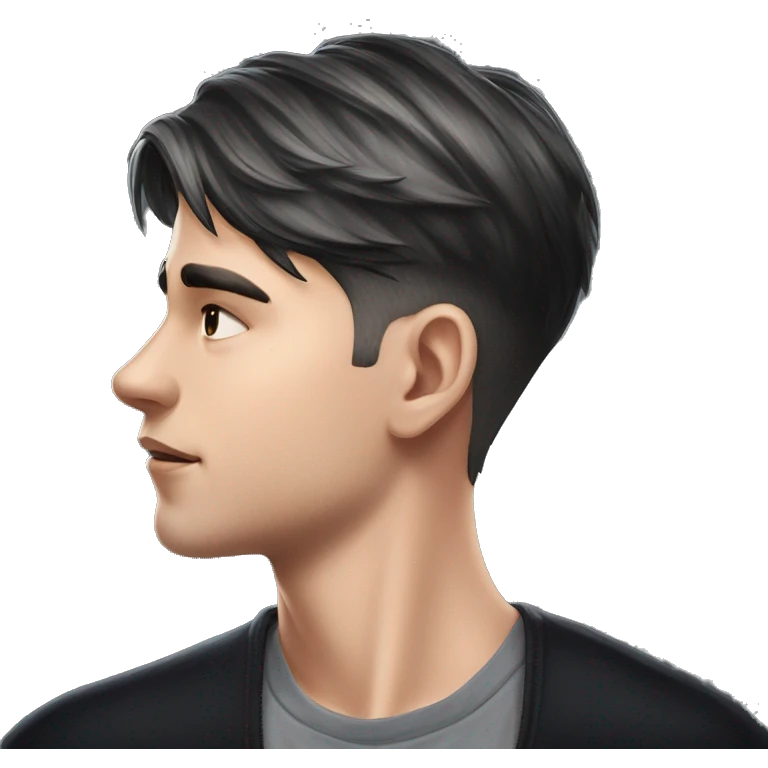 black hair male portrait profile emoji