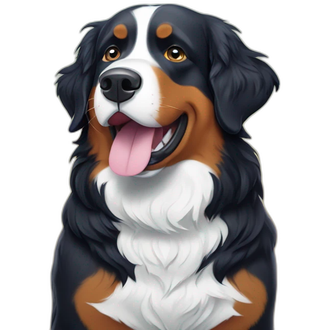 bernese mountain dog singing karaoke under snowflakes emoji