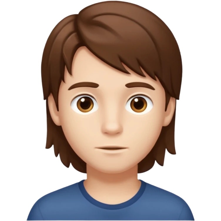 Boy , medium long hair, brown emoji