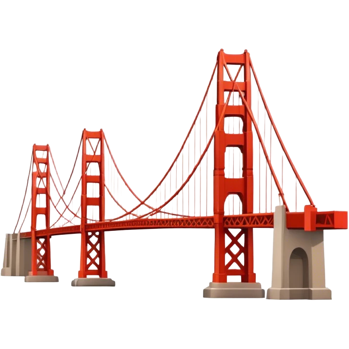 Cinematic Realistic Golden Gate Bridge Landmark Emoji, depicted with the iconic suspension bridge rendered with rich detail and vibrant, dynamic lighting. emoji