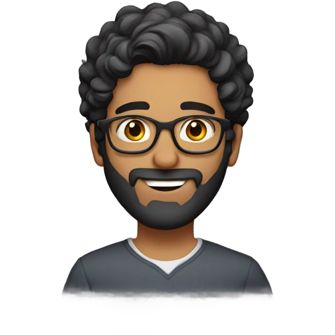 25YO Indian straight male with beard, wavy hair and specs saying hi emoji