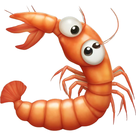 anthropomorphic shrimp emoji