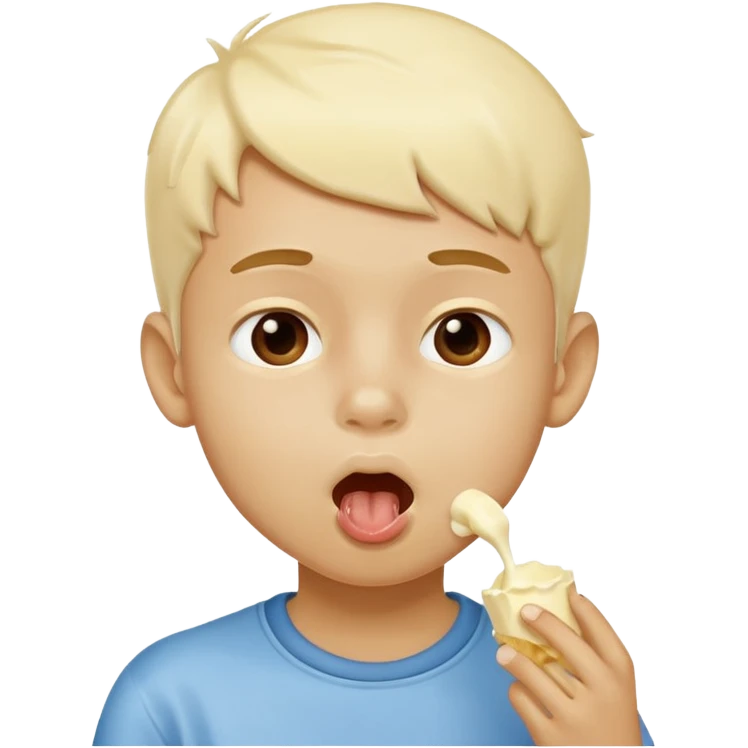 Boy licking white chocolate  emoji