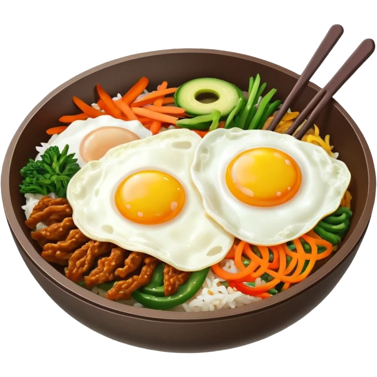 korean bibimbap. on th top, it has one fried-egg emoji
