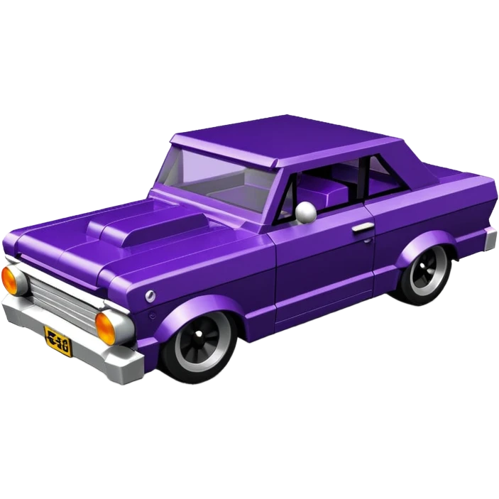 futuristic Jetson’s Lego midnight-dark-purple stealthy black metallic 1965 Chevy Nova SS street rat rod  understated  emoji