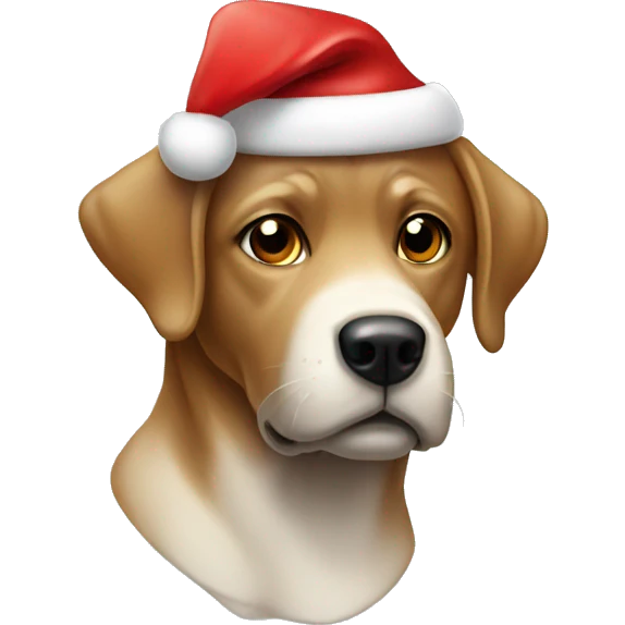 Lab wearing Santa hat emoji