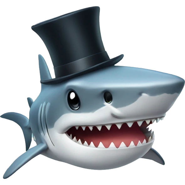 Shark with a top hat emoji