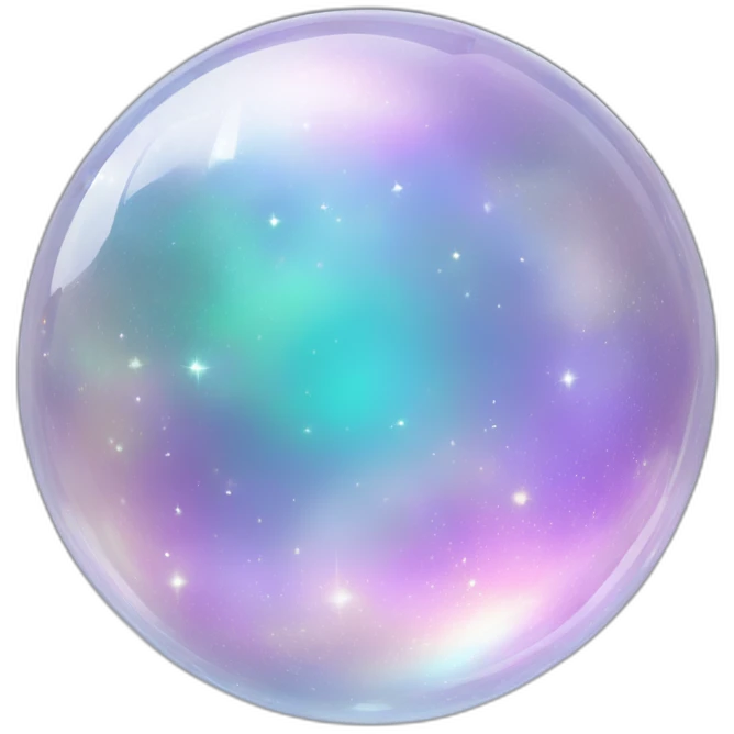 Sparkly glossy Pastel whitish iridescent glass crystal nebula glass orb emoji