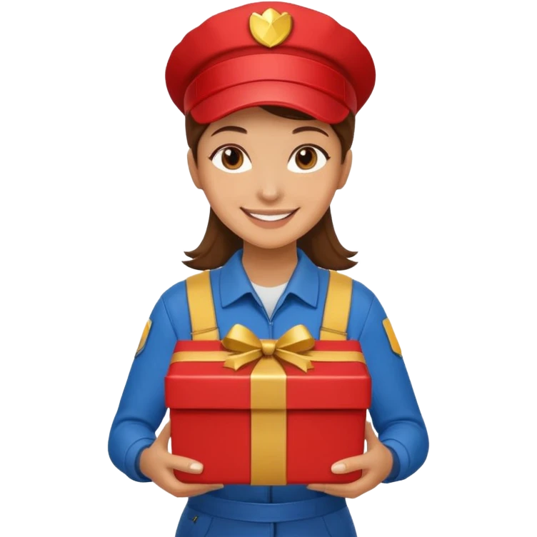 woman courier holding gift box emoji