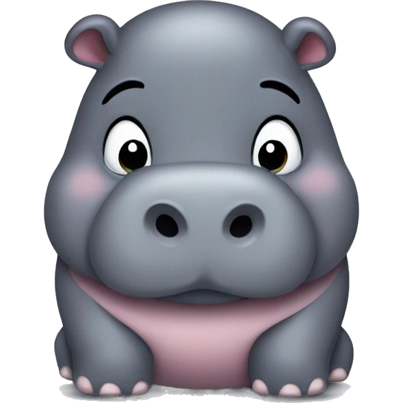 chubby hippo with a belly emoji