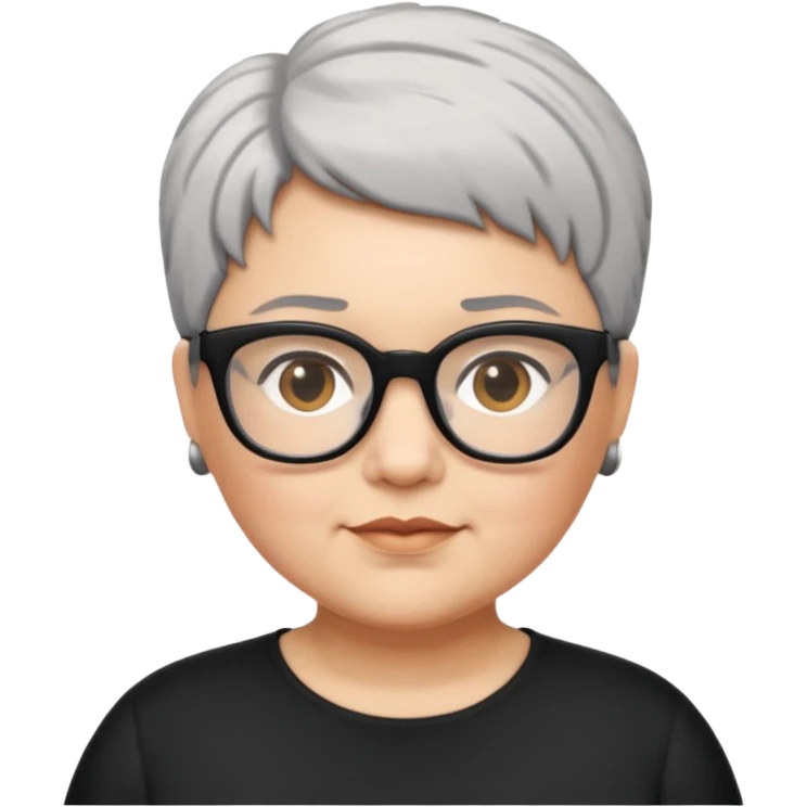 Plus size short grey hair black glasses emoji