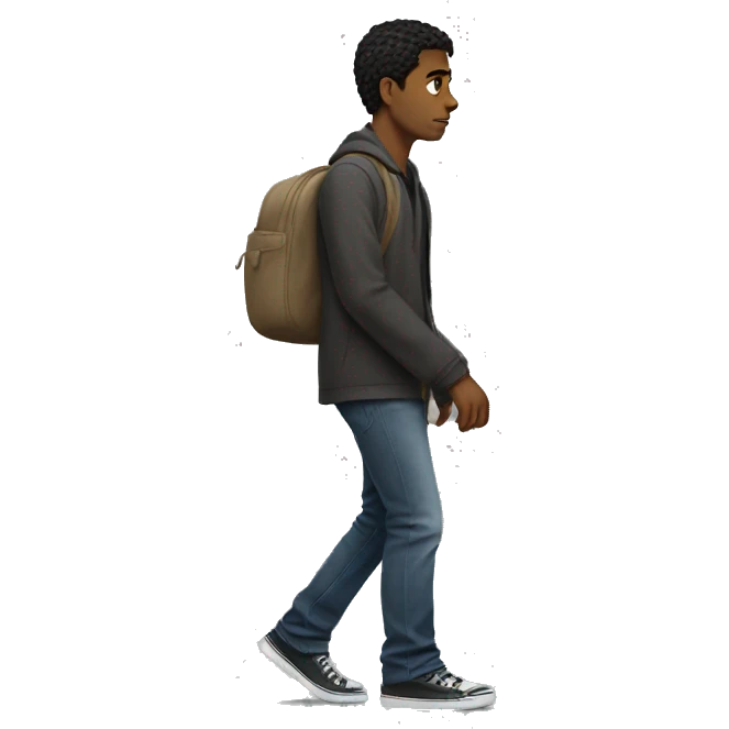 young man walking away looking sad emoji