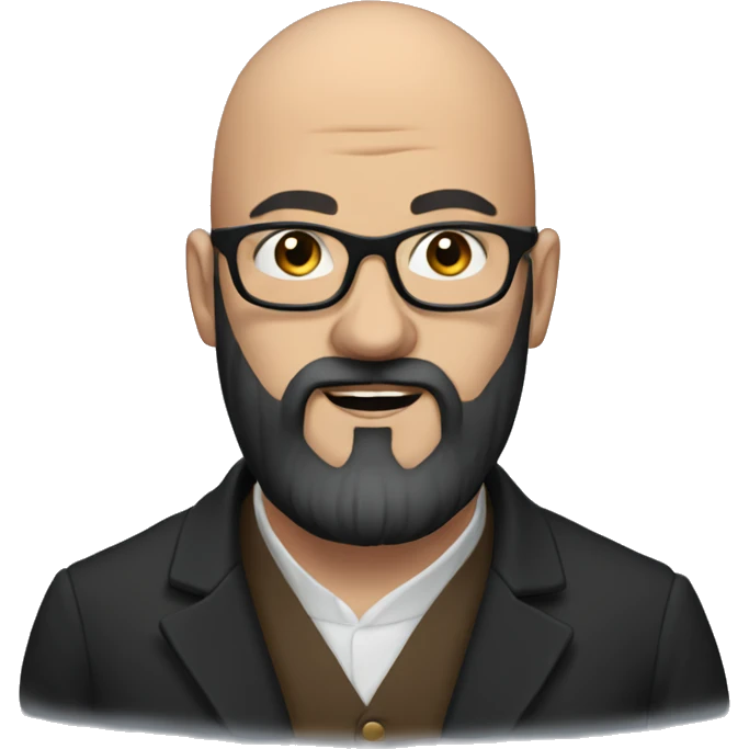 Bald georgian man with black beard in glasses  emoji