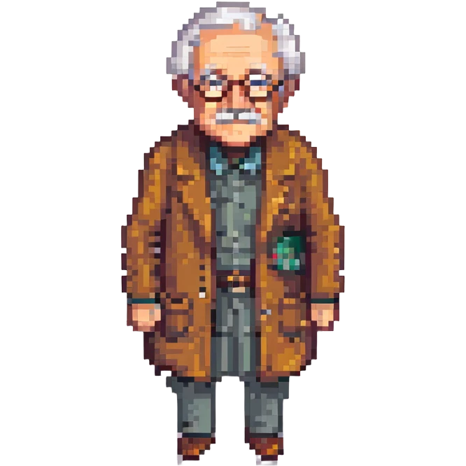 grandfather pensioner in pixel art style emoji