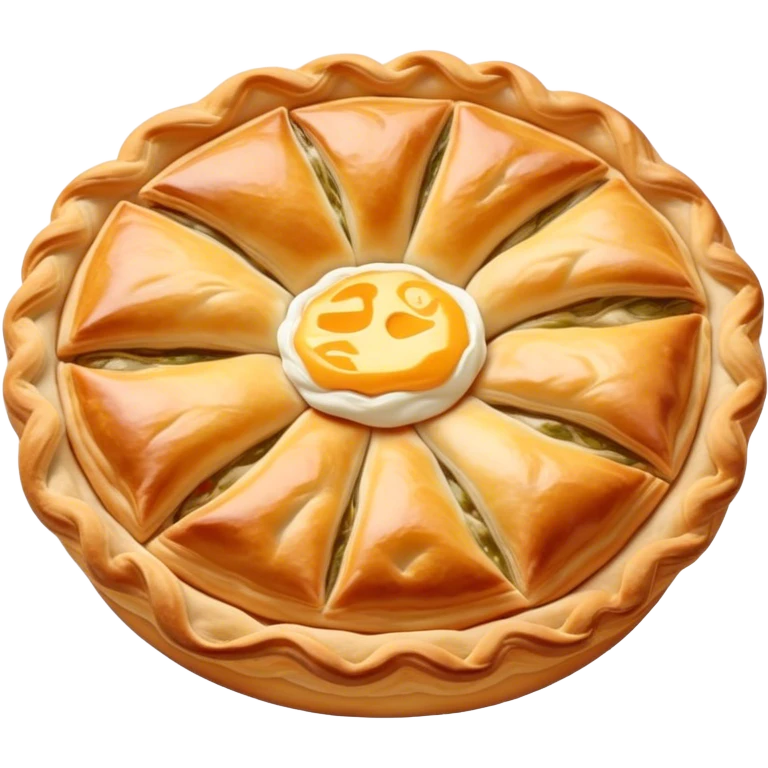 Cinematic Realistic Burek sa Sirom Dish Emoji, showcasing a flaky pastry filled with cheese rendered with crisp textures and appetizing, warm lighting. emoji